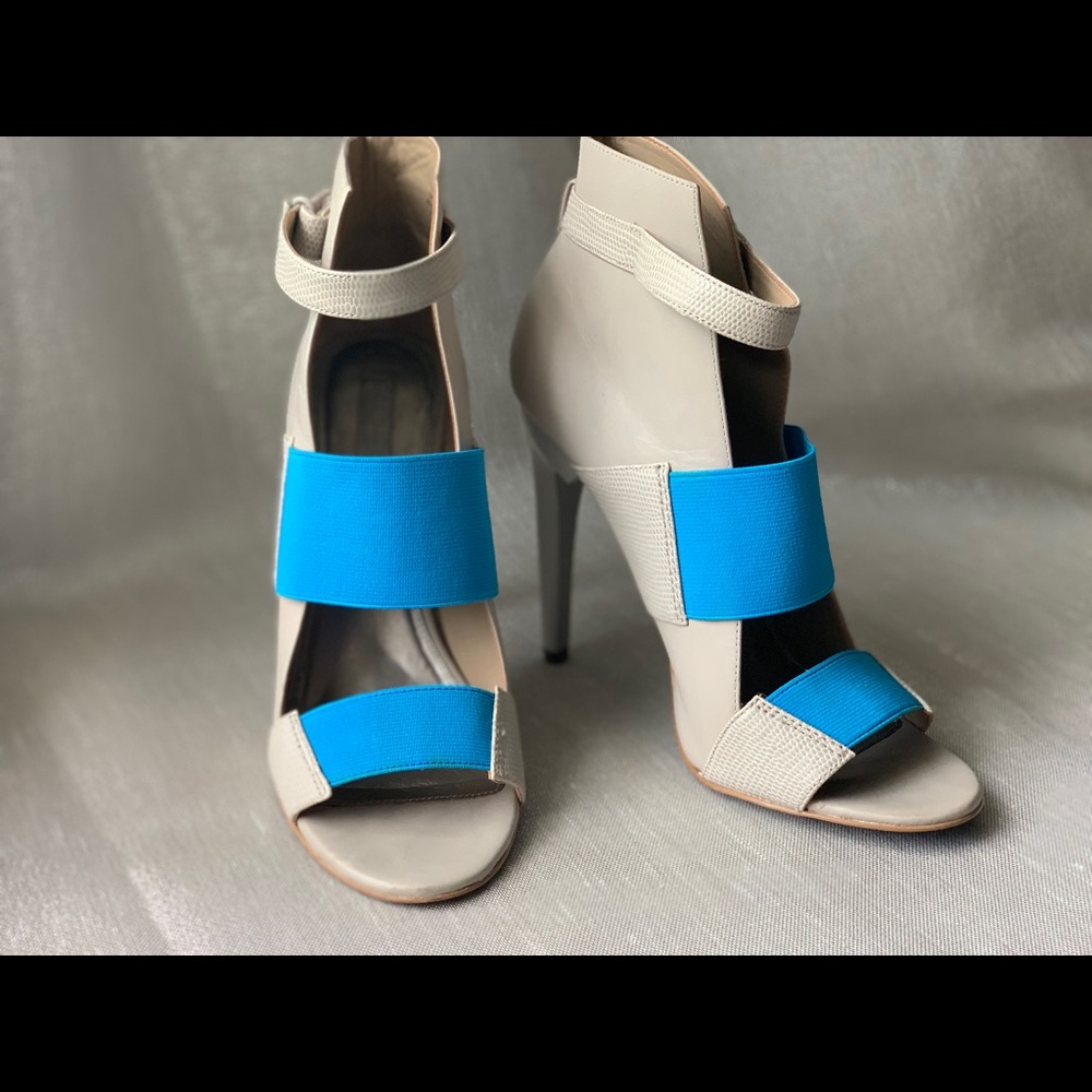 Grey & Aqua Blue With Touches of Snake Skin Heels